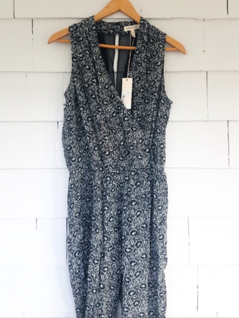 NWT Rebecca Taylor Black White Floral Silk Sleeveless Jumpsuit Size 2